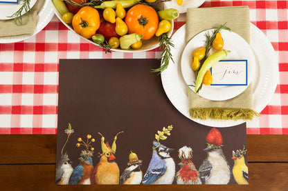 Red Painted Check Paper Table Runner