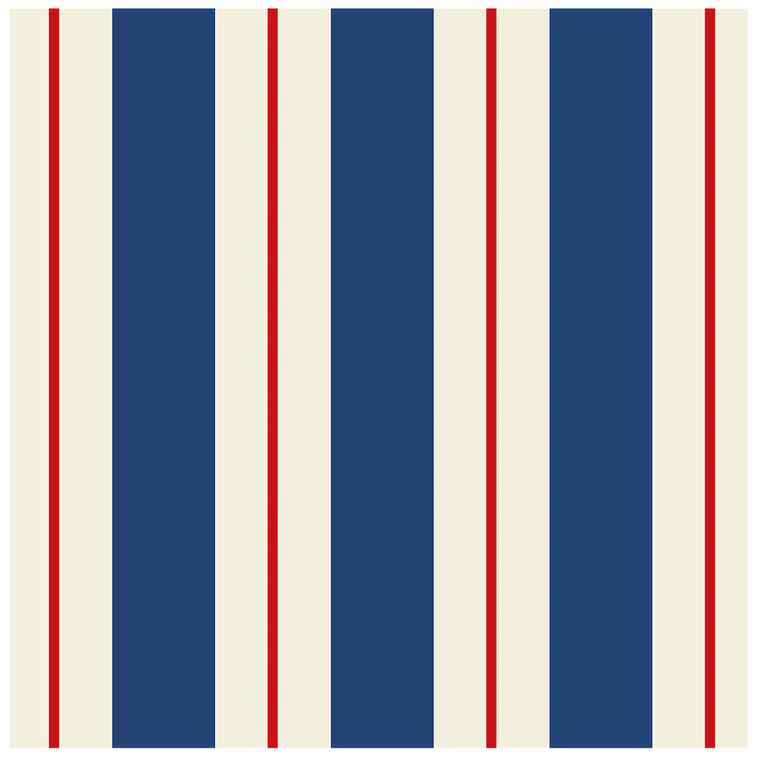 Navy & Red Awning Stripe Cocktail Napkin - Pack of 20