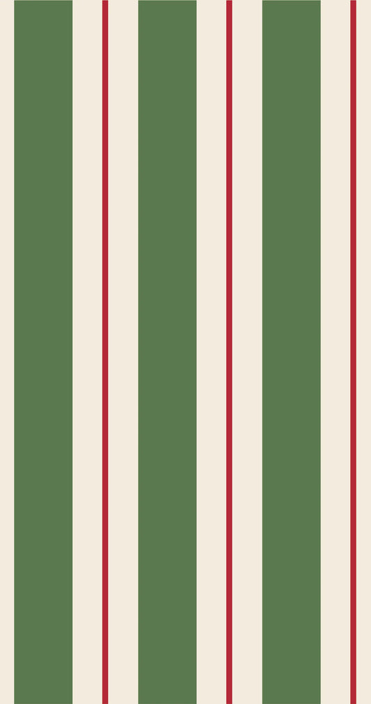 Hester & Cook Green & Red Awning Stripe Guest Napkins