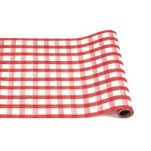 Load image into Gallery viewer, Red Painted Check Paper Table Runner