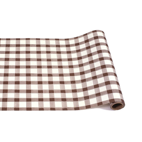 Brown Painted Check Paper Table Runner