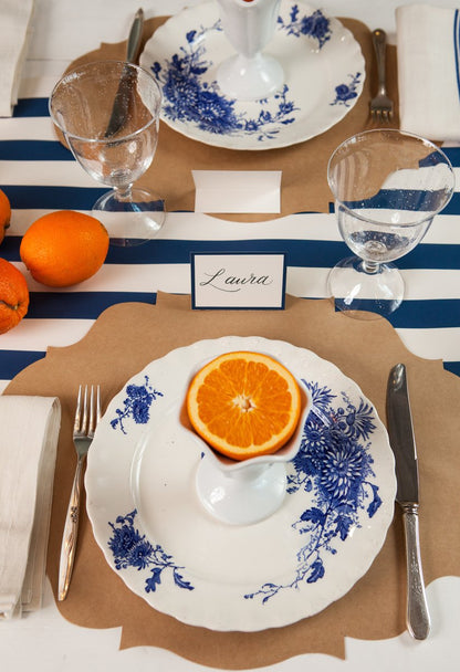 Navy Classic Stripe Paper Table Runner