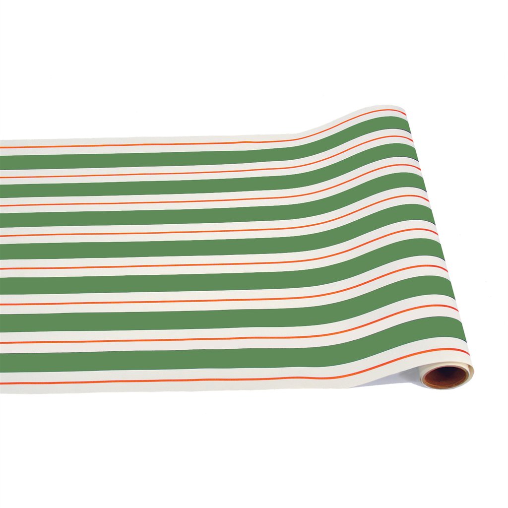 Hester and Cook Green & Red Awning Stripe Paper Table Runner