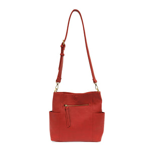 Red Kayleigh Side Pocket Bucket  Bag