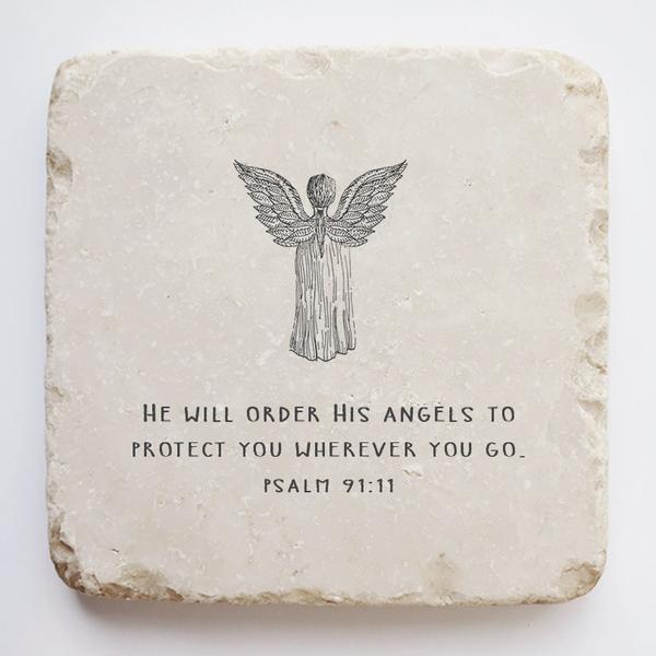 Twelve Stone Art Large Block (Angel - Psalm 91:11)