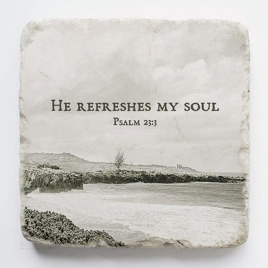 Psalm 23:3 Scripture Stone, Twelve Stone Art