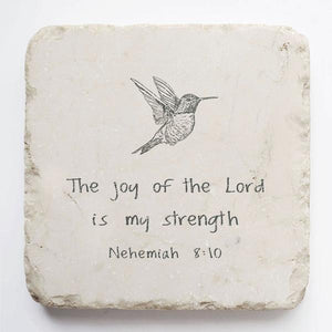 Twelve Stone Art Large Block (Hummingbird - Nehemiah 8:10)