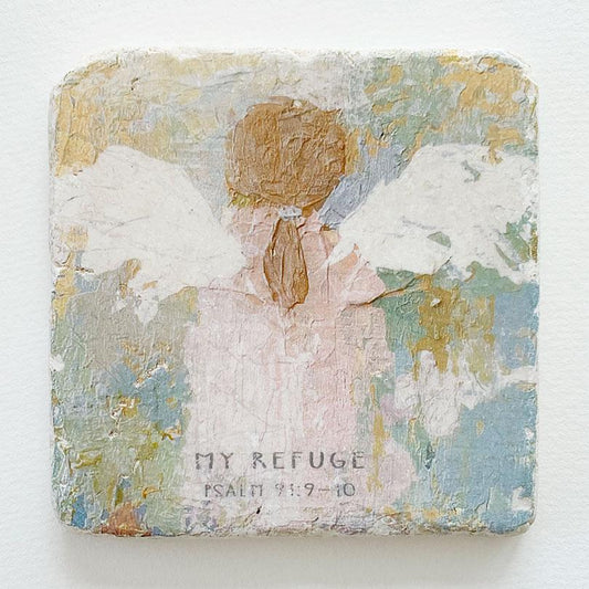 Twelve Stone Art Large Block (My Refuge - Psalm 91:9-10)