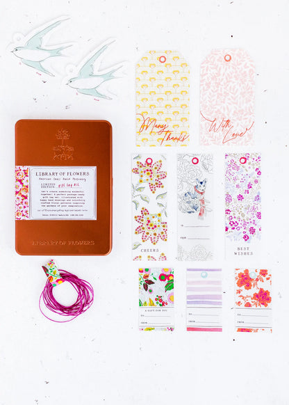 Lollia Library of Flowers Holiday Gift Tags Tin Set