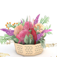 Load image into Gallery viewer, Lovepop Pink Rose Basket 3D Card