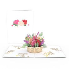 Load image into Gallery viewer, Lovepop Pink Rose Basket 3D Card