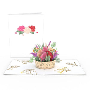 Lovepop Pink Rose Basket 3D Card