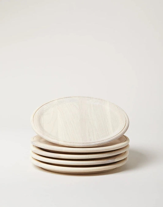 Farmhouse Pottery Crafted Wooden Plate - White