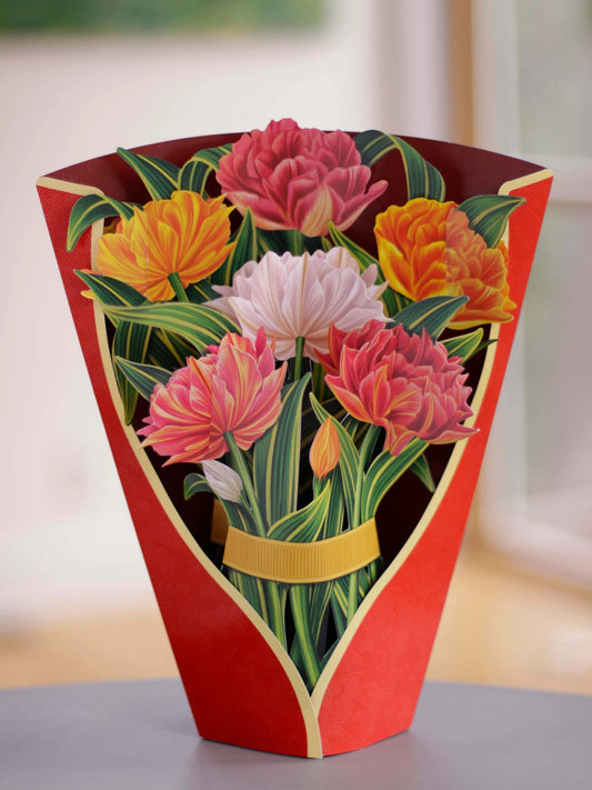 Fresh Cut Paper Murillo Tulips Pop Up Greeting Card