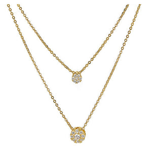 Disc Double Layered Necklace - Gold