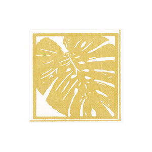 Caspari Palm Leaves Paper Cocktail Napkins in Gold - 20 Per Package