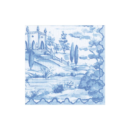 Tuscan Toile Paper Cocktail Napkins in Blue
