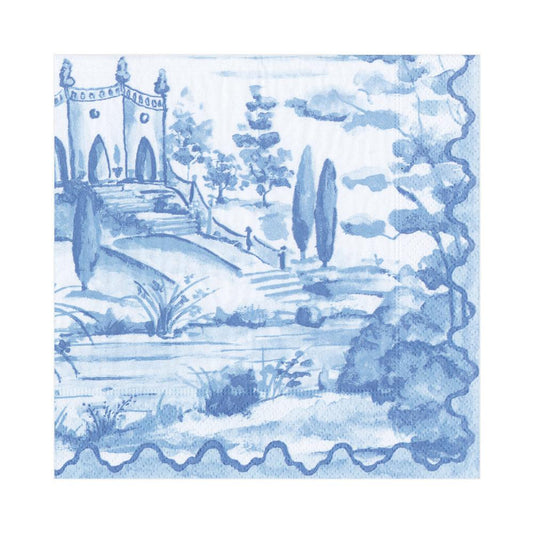 Tuscan Toile Paper Luncheon Napkins in Blue