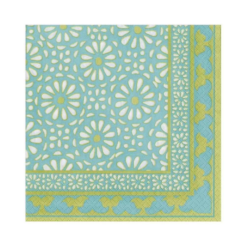 Caspari Alhambra Paper Luncheon Napkins in Turquoise - 20 Per Package