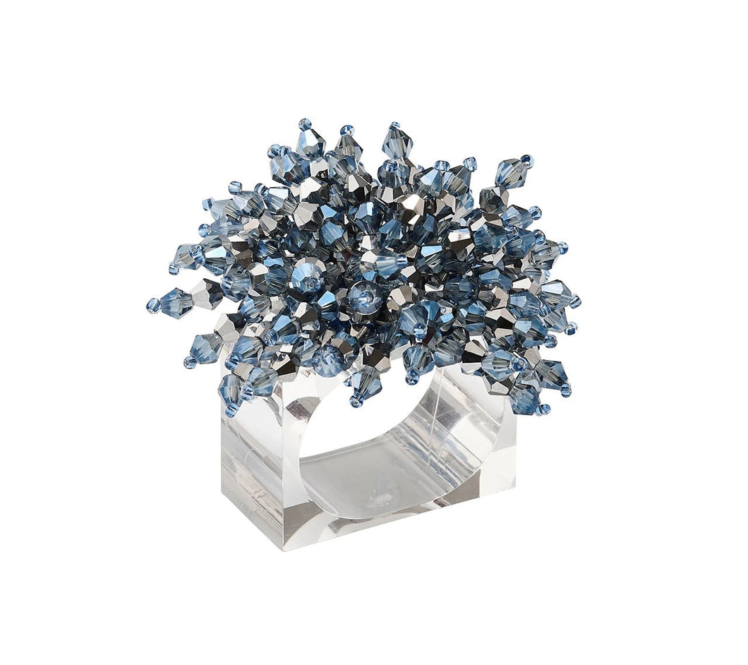 Set of 4 Kim Seybert Brilliant Napkin Ring in Midnight and Silver