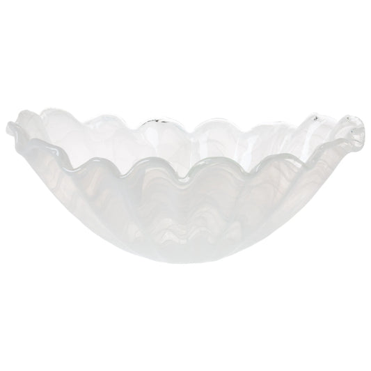 Vietri Onda White Glass Medium Centerpiece Bowl