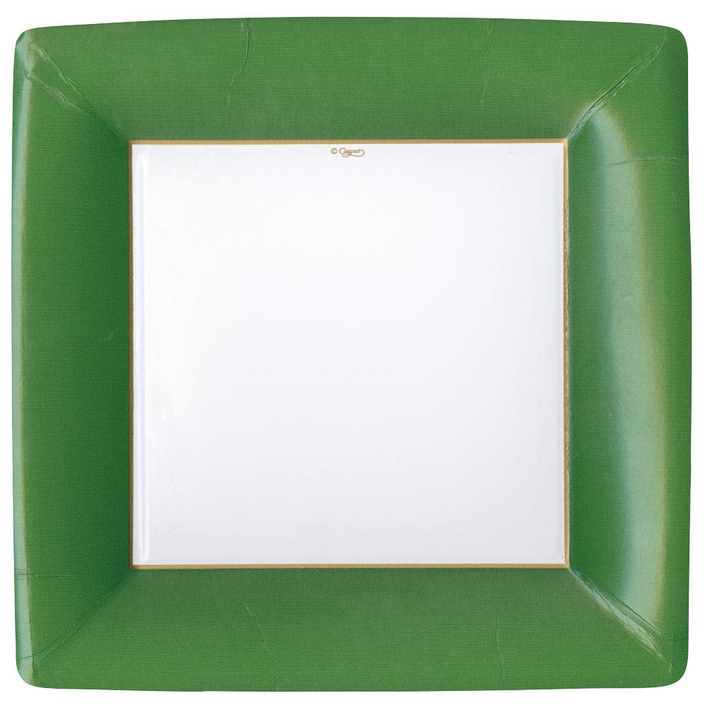 Grosgrain Square Paper Dinner Plates Hunter Green