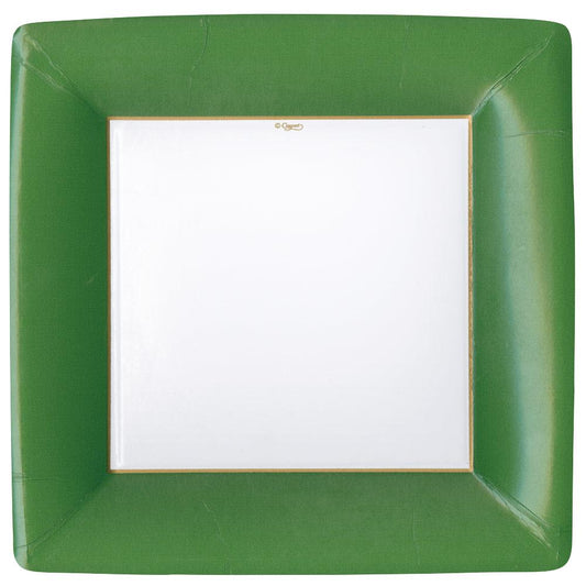 Grosgrain Square Paper Dinner Plates Hunter Green