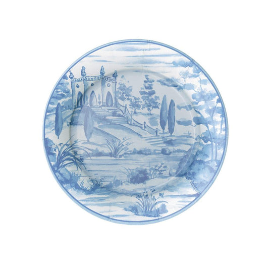 Tuscan Toile Paper Salad & Dessert Plates in Blue