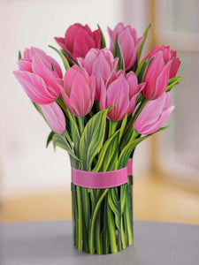 Cut Paper Pink Tulip Pop Up Greeting Card