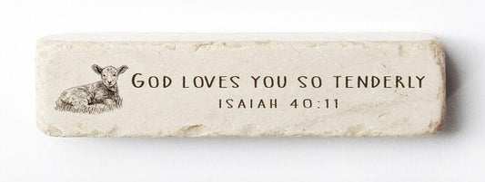 Twelve Stone Art Quarter Block Lamb (Isaiah 40:11)