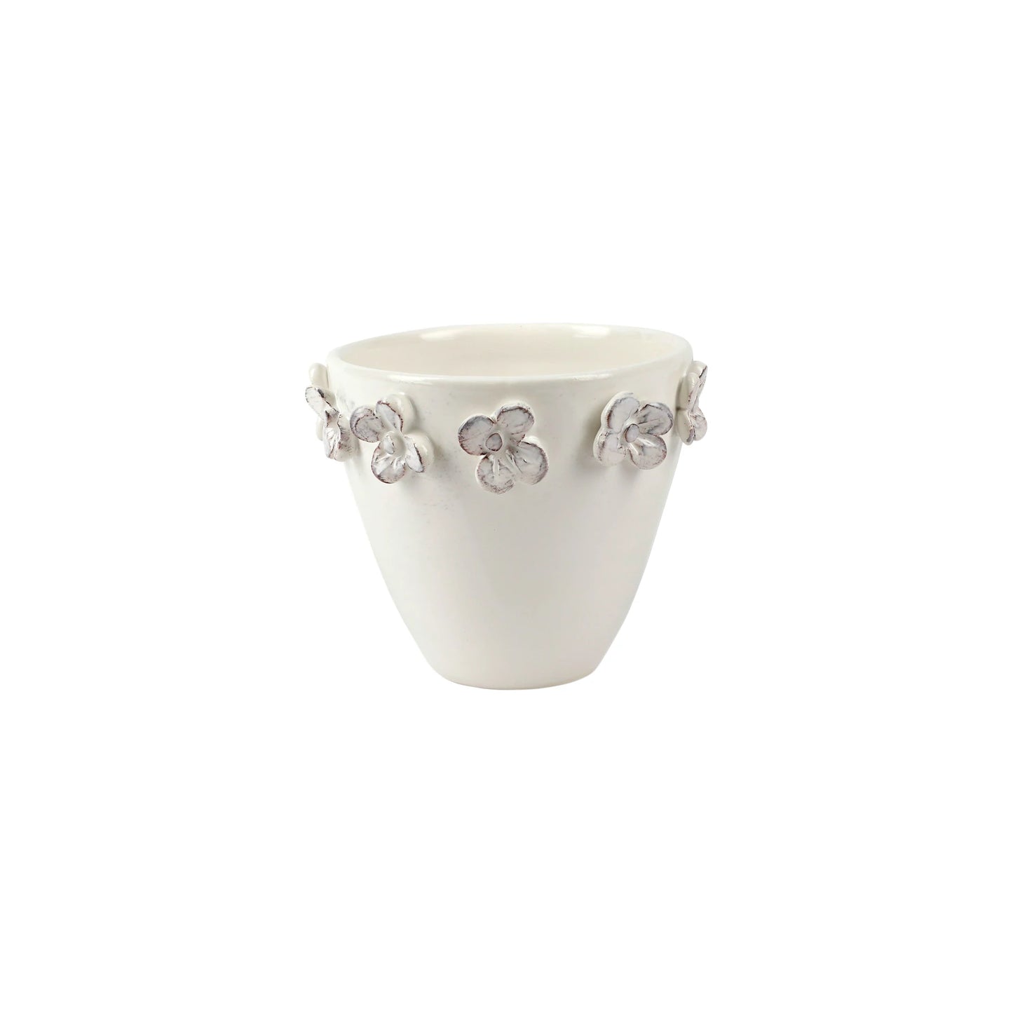 Vietri Rustic Garden White Small Cachepot