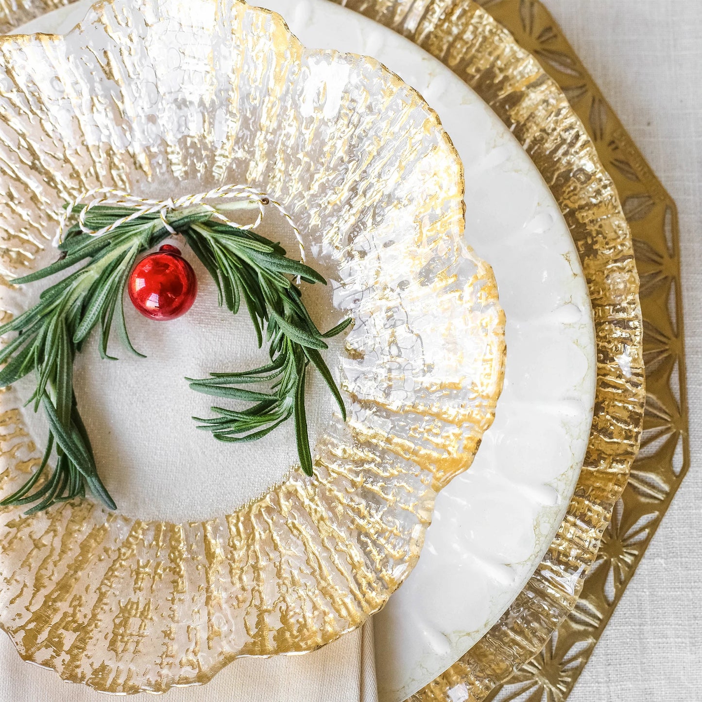 Vietri Rufolo Glass Gold Service Plate/Charger