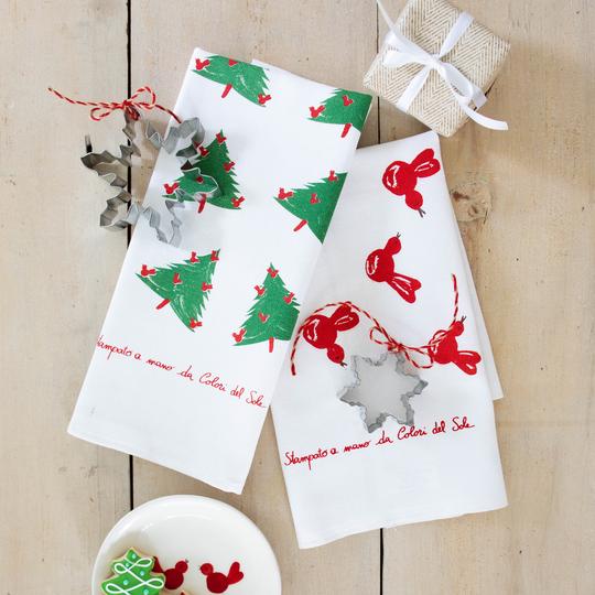 Vietri Siciliano Linen Red Bird Dish Towel