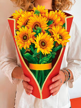 Load image into Gallery viewer, Cut Paper Sunflowers Pop Up Greeting Card