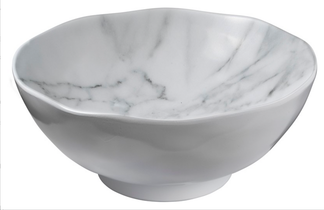 Merritt Designs White Marble Round Salad Bowl