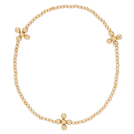 enewton Signature Cross Gold Pattern 2mm Bead Bracelet - Classic Beaded Signature Cross Gold - 3mm Bead Gold