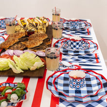 Load image into Gallery viewer, Patriotic Gingham Wavy Paper Dinner Plate - 8 Pack