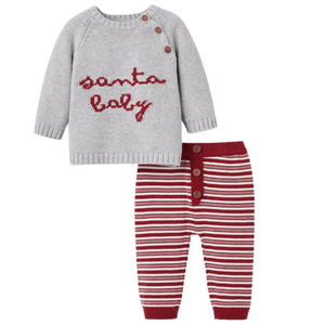 Elegant Baby  Sweater Pant Set Santa 6M