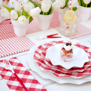 Wavy Salad Plate Red Gingham - 8 Pack