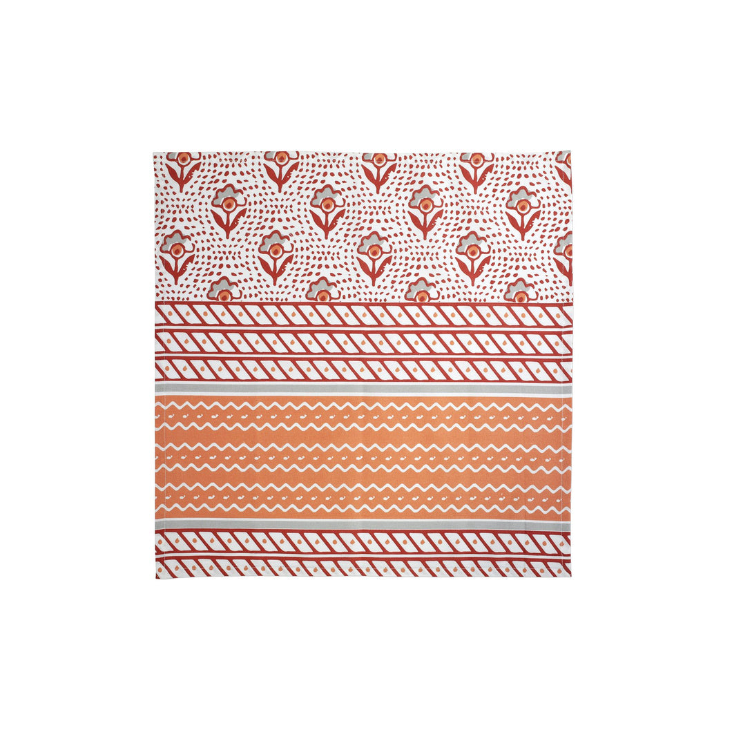 Vietri Bohemian Linens Gray/Orange Napkins - Set of 4
