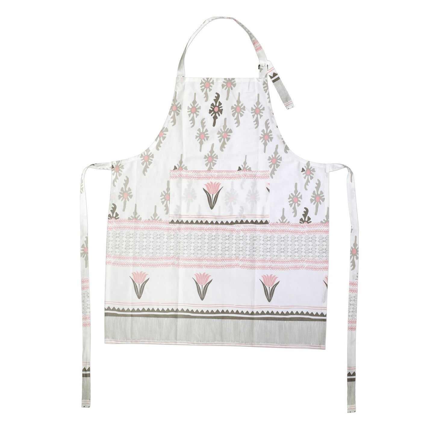 Vietri Bohemian Linens Gray/Pink Apron
