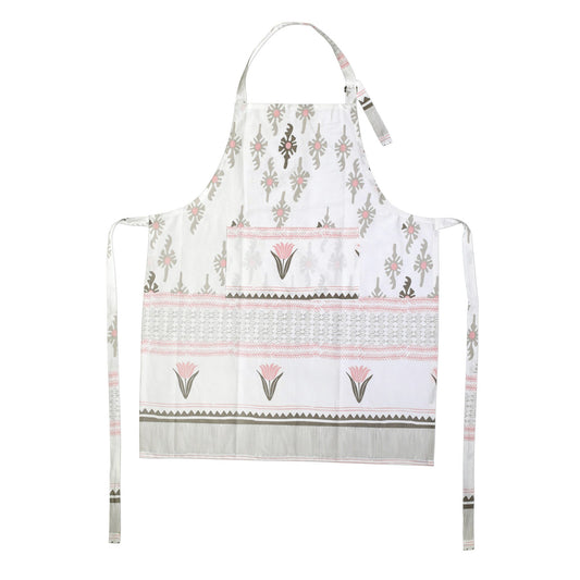 Vietri Bohemian Linens Gray/Pink Apron