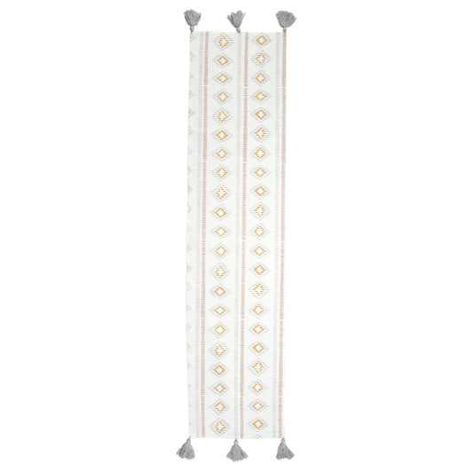 Vietri Bohemian Linens Beige/Gray Table Runner
