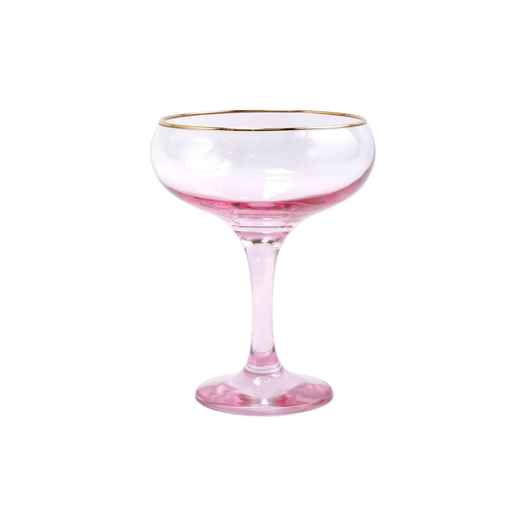 Vietri Rainbow Pink Coupe Champagne Glass