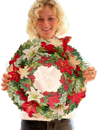 Fresh Cut Paper Winter Wreath Pop Up Greeting Card