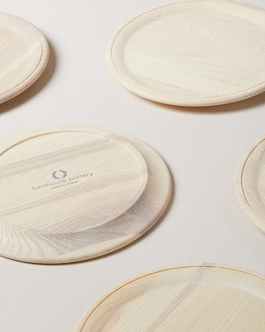 Farmhouse Pottery Crafted Wooden Plate - White