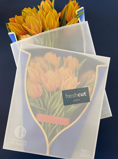 Fresh Cut Paper Yellow Tulips Pop Up Greeting Card