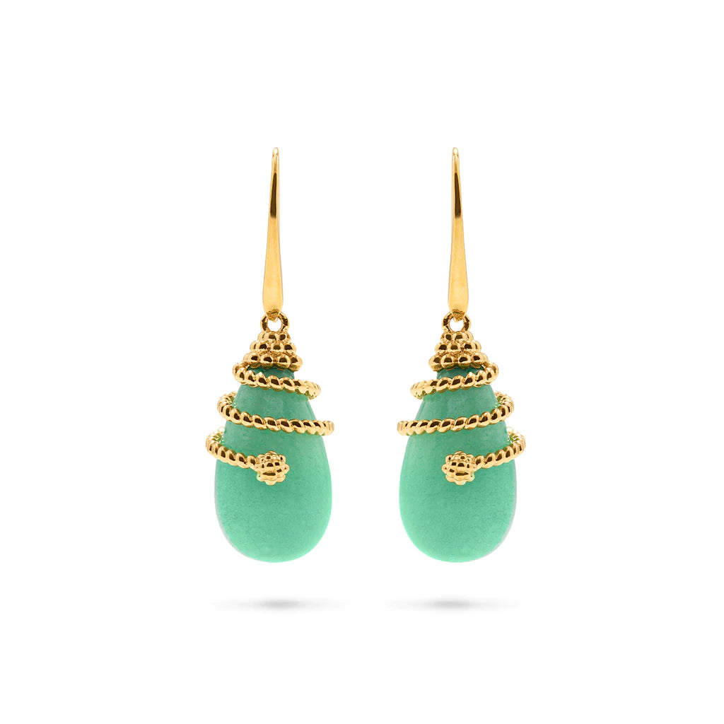 Capucine De Wulf Lily Drop Earrings in Green Apple Jade