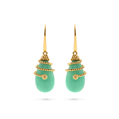 Capucine De Wulf Lily Drop Earrings in Green Apple Jade