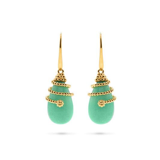 Capucine De Wulf Lily Drop Earrings in Green Apple Jade